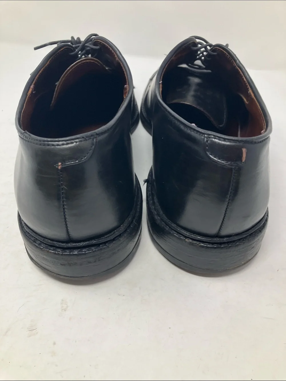 Allen Edmonds Leeds 9501 Black Leather Plain Toe Derby Shoes Mens 14 D